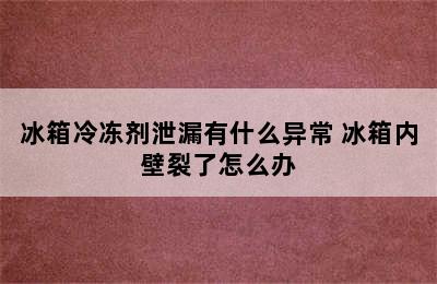 冰箱冷冻剂泄漏有什么异常 冰箱内壁裂了怎么办